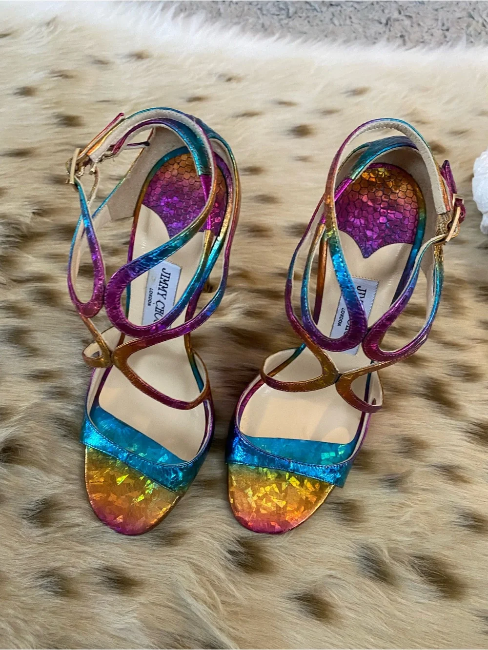 Rare Jimmy Choo Rainbow Panama Stiletto High Heels w Box - Picture 10 of 15